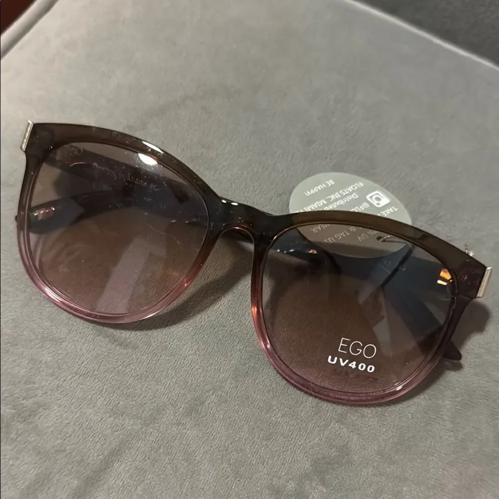 EGO Pink & Brown Oversized Sunglasses BRAND NEW Plastic Frame 100% UVA